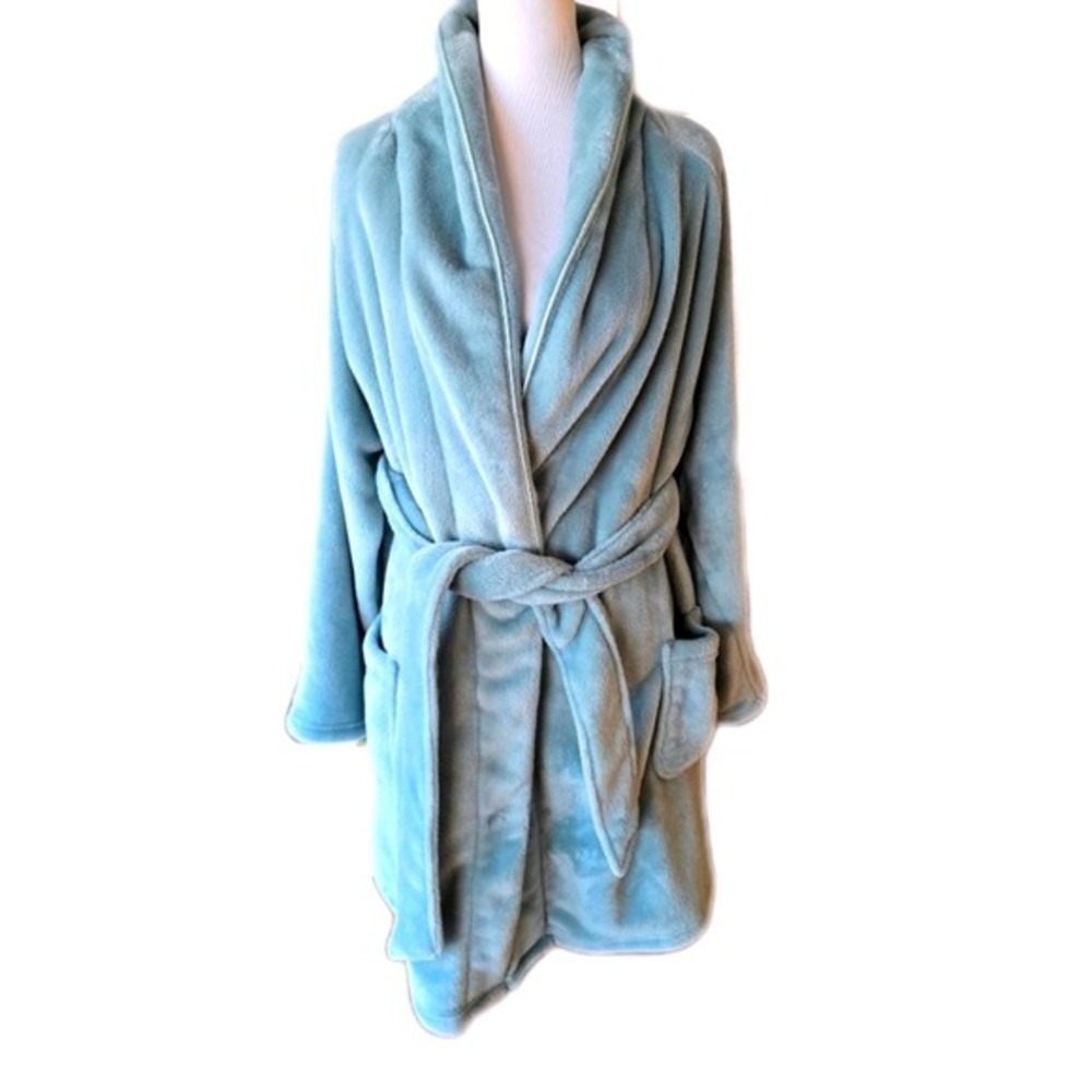 Victorias Secret Plush Robe Aqua Blue M L‎